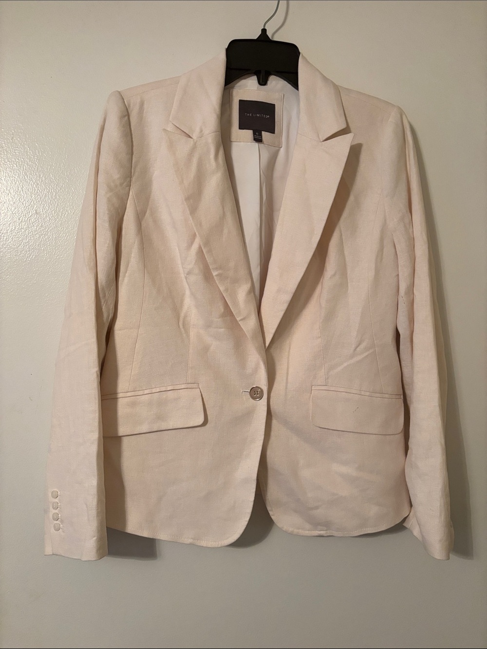 The Limited Cream Linen Blend Single-Button Tailored Blazer